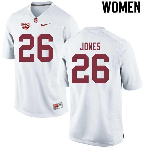 Women #26 Brock Jones Stanford Cardinal College Football Jerseys Sale-White - Click Image to Close